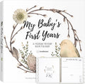 First 5 Years Baby Memory Book Girl, Boy - 90 Pages Hardcover First Year Milestone Keepsake Book, Newborn Scrapbook for New Parents, Minimalist Photo Album Journal, Gift for Baby Shower (WonderLand)